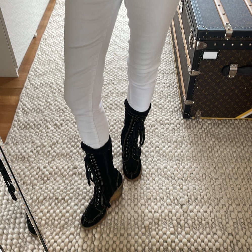 See by Chloe - black suede lace up boots 38